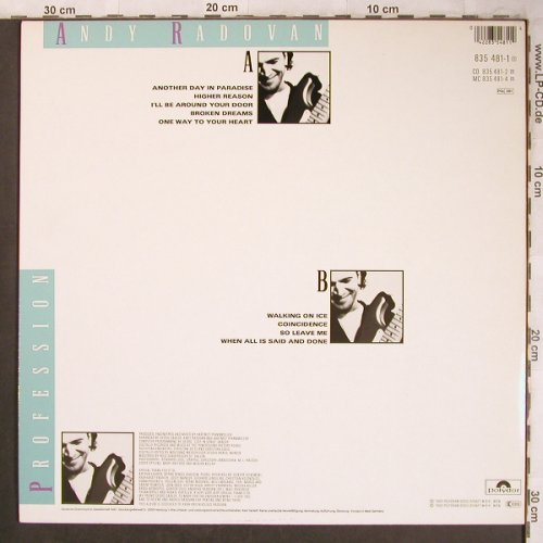 Radovan,Andy: Profession, Polydor (835 481-1), D, 1988 Typ: LP Best.-Nr.: X4571 Preis: 5,50 Euro