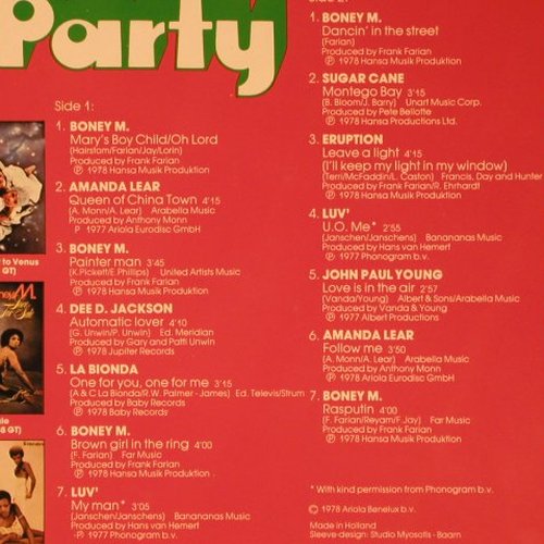 V.A.Super Disco Party: Boney M., Amanda Lear, La Bionda, Hansa(200 258), D, 1978 - LP - X5316 - 6,00 Euro