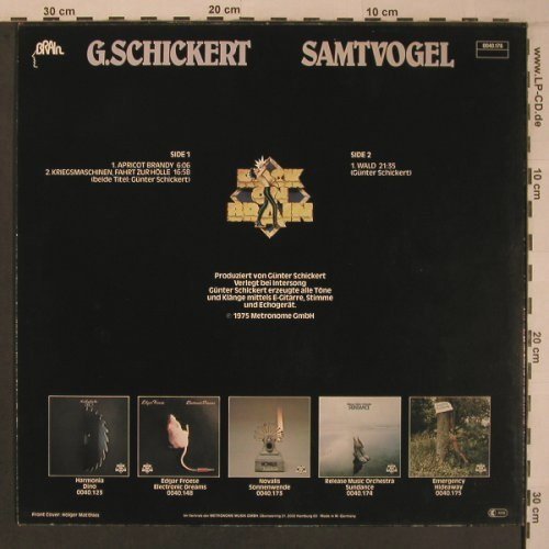 Schickert,Günter: Samtvogel (1975), Brain (0040.176), D, Ri, 1979 Typ: LP Best.-Nr.: X6920 Preis: 80,00 Euro