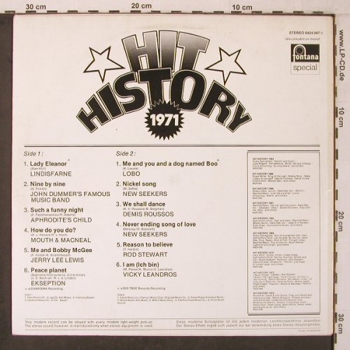 V.A.Hit History 1967: Lindisfarne...Vicky Leandros, Fontana sp (6424 047), D, Ri Typ: LP Best.-Nr.: X7140 Preis: 5,00 Euro