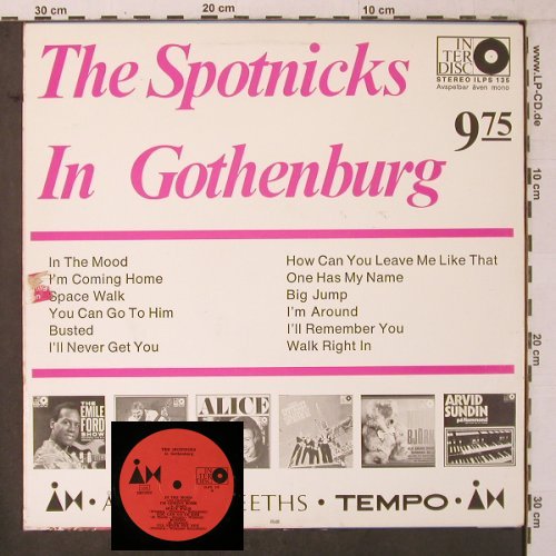 Spotnicks: in Gothenburg, m-/vg+, In Ter Disc (ILPS 135), S Typ: LP Best.-Nr.: X7171 Preis: 20,00 Euro