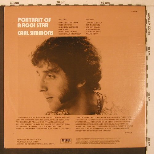 Simmon,Carl: Portrait of a Rock Star, Only Cover, Avenue (AVE.063.), UK, 1971 Typ: COVER Best.-Nr.: X7196 Preis: 5,00 Euro