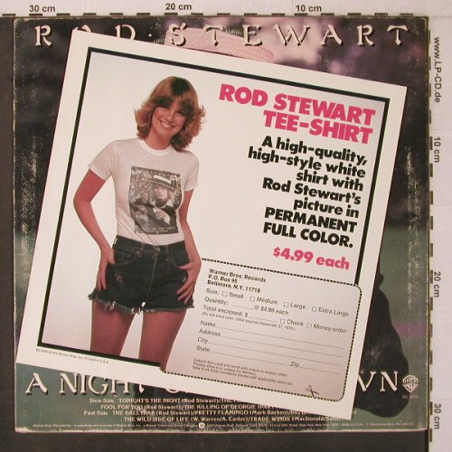Stewart,Rod: A Night On The Town,Tee-Shirt flyer, WB(BS 2938), US, m-/vg+, 1976 - LP - X7198 - 7,50 Euro
