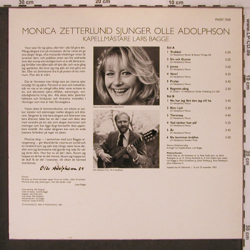 Zetterlund,Monika: sjunger Olle Adolphson, Phontastic(PHONT 7549), S, 1984 - LP - X7655 - 7,50 Euro