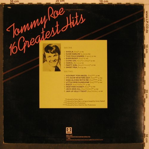 Roe,Tommy: 16 Greatest Hits, ABC (ABCL 5157), UK, 1975 Typ: LP Best.-Nr.: X7766 Preis: 7,50 Euro