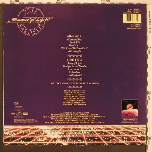 Bardens,Peter: Speed of Light, Cinema (7 48967 1), EEC,vg+/m-, 1988 Typ: LP Best.-Nr.: X7936 Preis: 7,50 Euro