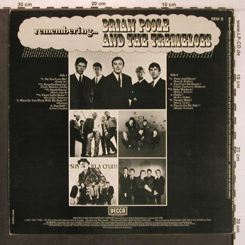 Poole,Brian and the Tremoloes: Remembering, Decca(REM 5), UK, m-/vg+,  - LP - X7966 - 7,50 Euro