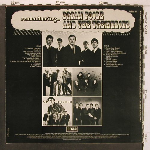 Poole,Brian and the Tremoloes: Remembering, Decca (REM 5), UK, m-/vg+ Typ: LP Best.-Nr.: X7966 Preis: 7,50 Euro