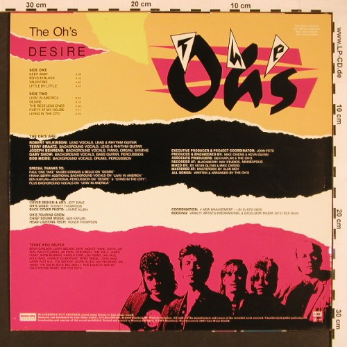Oh's,The: Desire, white vinyl, Blackberry Way Rec. Line (BWLP 4.00245 J), D, 1987 Typ: LP Best.-Nr.: X8424 Preis: 6,00 Euro