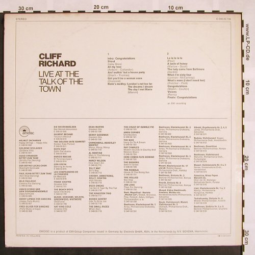 Richard,Cliff: Live At Talk Of The Town, EMI(C 048-50 738), , 1970 - LP - X848 - 6,00 Euro
