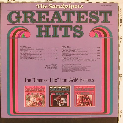 Sandpipers: Greatest Hits, AM (80 694 IT), D, 1975 Typ: LP Best.-Nr.: X9295 Preis: 9,00 Euro