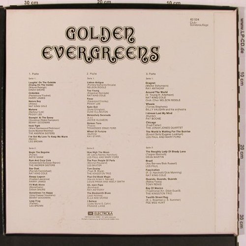 V.A.Golden Evergreens: Dianah Shore... Pee Wee Hunt, Box, Capitol, Club Sonderaufl (62 521-4), D Typ: 3LP Best.-Nr.: X9963 Preis: 9,00 Euro