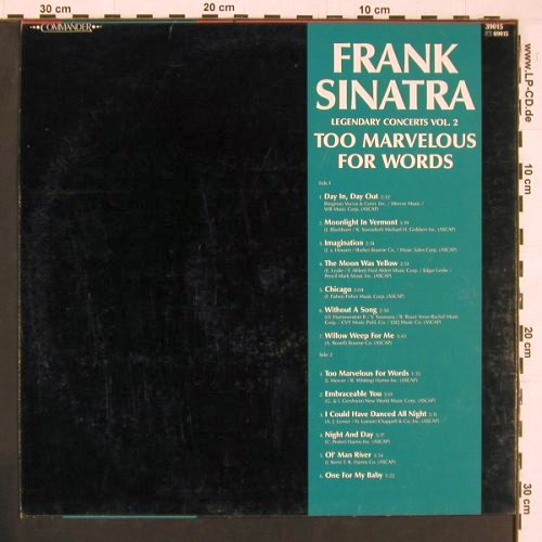 Sinatra,Frank: Legendary Concerts Vol.2 Too Marvel, Commander (39015), D Typ: LP Best.-Nr.: Y107 Preis: 6,00 Euro