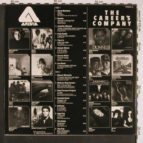 V.A.Career's Company: Iggy Pop,Reed, Kinks...,Promo, Arista (PROMO 13), NL, 1980 Typ: LP Best.-Nr.: Y1098 Preis: 5,00 Euro