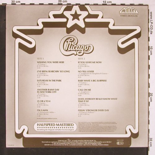 Chicago: Starsound Collection (Halfspeed), Memory / CBS(296 953-270), NL, 1983 - LP - Y1190 - 6,00 Euro