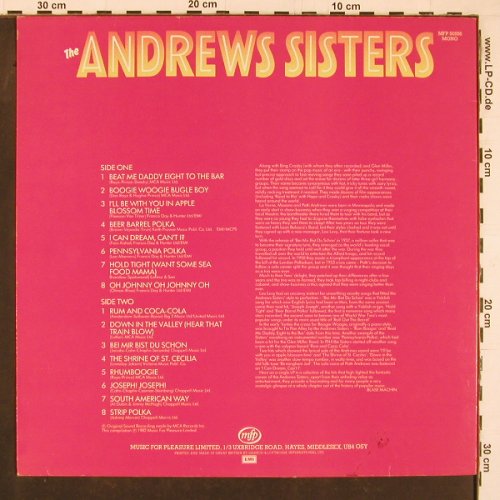 Andrews Sisters: Beat Me Daddy, Eight To The Bar, MFP (50556), UK, Mono, 1982 Typ: LP Best.-Nr.: Y1297 Preis: 6,00 Euro