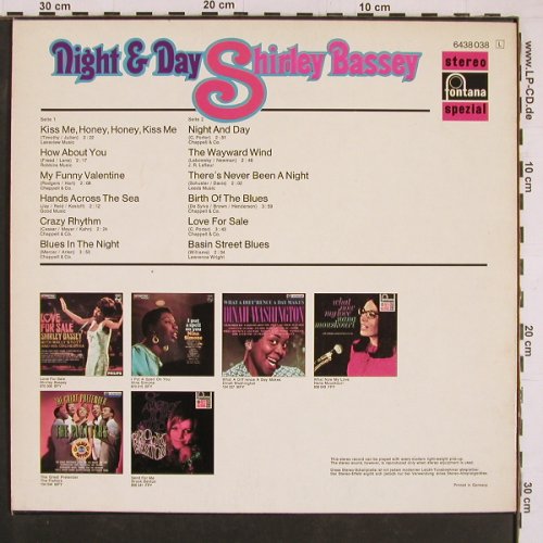 Bassey,Shirley: Night & Day, Fontana (6438 038), D Typ: LP Best.-Nr.: Y1318 Preis: 7,50 Euro
