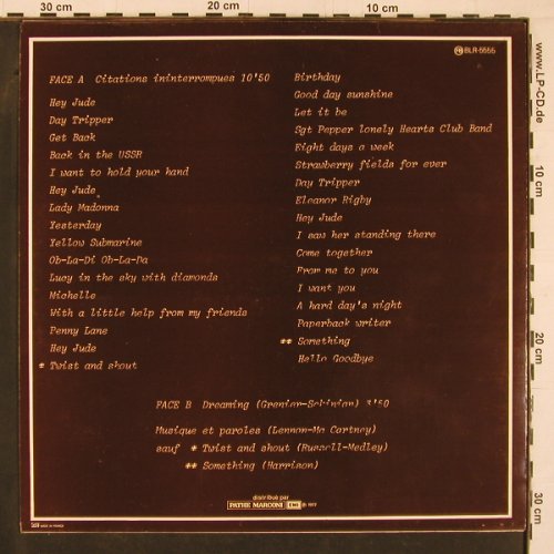 Cafe Creme - Beatles Mix: Citations ininterrompues / Dreaming, Bimbo / Parthe(BLR-5555), F, 1977 - 12inch - Y1396 - 6,00 Euro