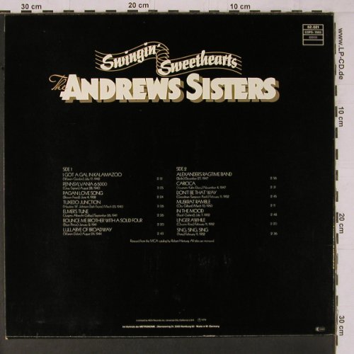 Andrews Sisters: Swingin'Sweathearts, MCA Coral(52.021), D, 1976 - LP - Y1560 - 6,00 Euro
