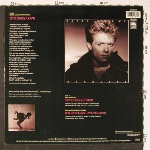 Adams,Bryan  with Tina Turner: It's Only Love*2(Live)+1, AM (392 060-1), D, 1985 Typ: 12" Best.-Nr.: Y1756 Preis: 4,00 Euro