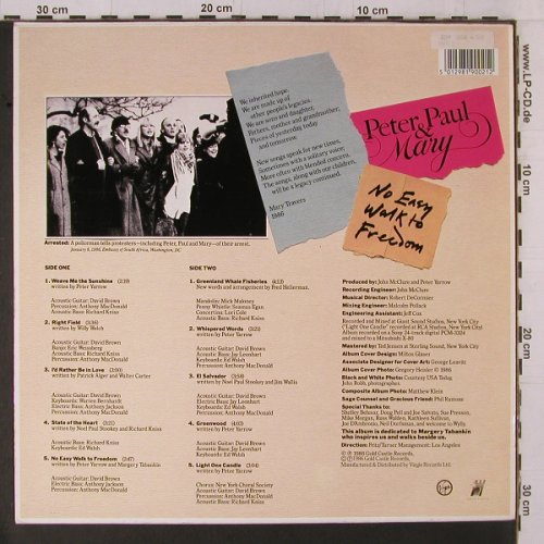 Peter,Paul & Mary: No Easy Work To Freedom, Gold Castle (VGC 2), UK, 1986 Typ: LP Best.-Nr.: Y1861 Preis: 6,00 Euro
