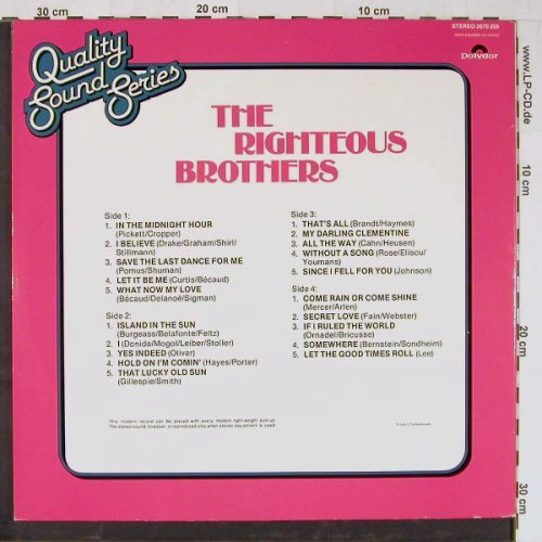 Righteous Brothers: Quality Sound Series, Foc, Polydor (2670 205), NL, 1978 Typ: 2LP Best.-Nr.: Y1972 Preis: 7,50 Euro