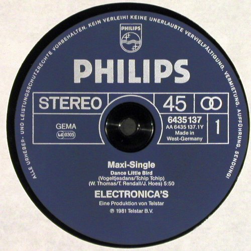 Electronicas: Dance Little Bird + 1, Philips (6435 137), D, 1981 Typ: 12" Best.-Nr.: Y2008 Preis: 3,00 Euro.