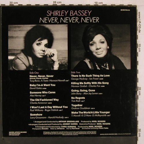 Bassey,Shirley: Never,Never,Never, UA, Club Edition (62 642), D, 1973 Typ: LP Best.-Nr.: Y2324 Preis: 7,50 Euro
