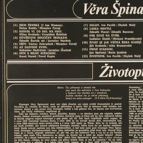 Spinarova,Vera: Zivotopis, Supraphon (1 13 1717 ZB), CZ, 1976 Typ: LP Best.-Nr.: Y2483 Preis: 6,00 Euro