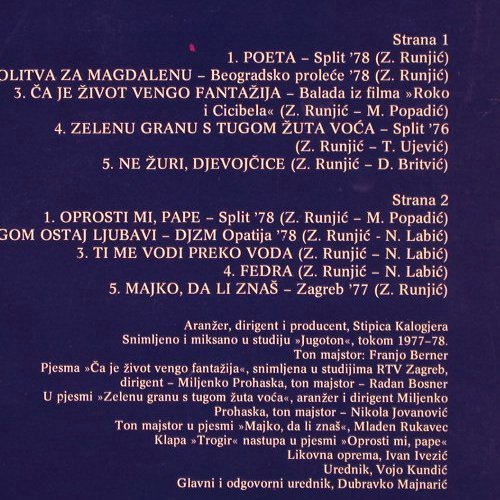 Oliver: Poeta, Jugoton (LSY 68050), Yugoslavia, 1978 Typ: LP Best.-Nr.: Y2489 Preis: 6,00 Euro