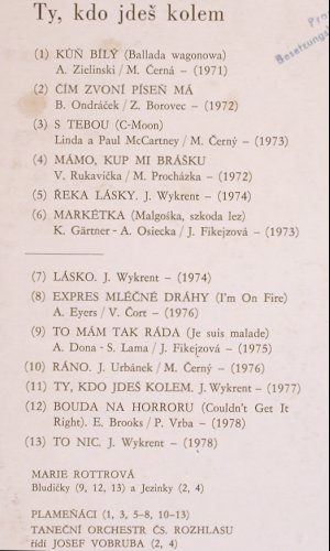 Rottrova,Marie: Ty,kdo jdes kolem, m-/vg+, Supraphon (1113 2568 ZA), CZ, 1979 Typ: LP Best.-Nr.: Y2490 Preis: 5,00 Euro