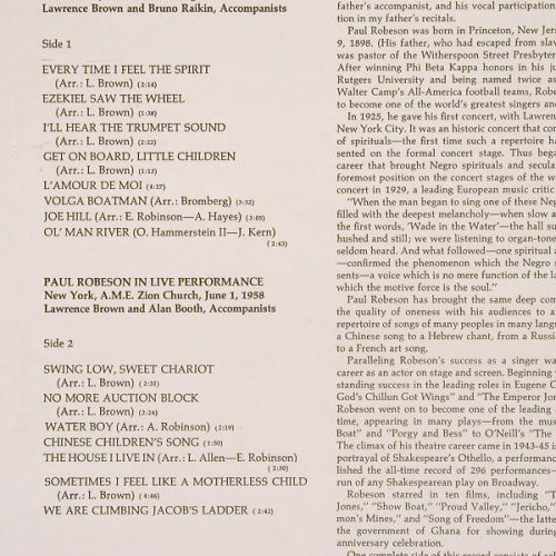 Robeson,Paul: In Live Performance London / NYC, CBS (61247), UK, Mono, 1971 Typ: LP Best.-Nr.: Y266 Preis: 9,00 Euro