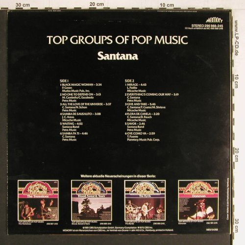 Santana: Top Groups Of Pop Music, Memory (296 988-245), NL, 1981 Typ: LP Best.-Nr.: Y2879 Preis: 7,50 Euro