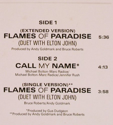Rush,Jennifer(Duet with Elton John): Flames Of Paradise*2+1, CBS(650865 6), D, 1987 - 12inch - Y2943 - 3,00 Euro