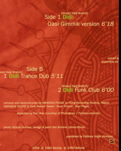 Khaled: Didi *3, remix, Barclay(2258), F, 1992 - 12inch - Y2963 - 4,00 Euro