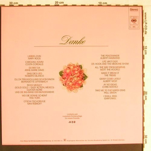 V.A.Danke 1973: Mary Roos.. Garfunkel, CBS, Lim.Ed.No.1477 (1973), D, 16Tr., 1973 Typ: LP Best.-Nr.: Y3019 Preis: 6,00 Euro