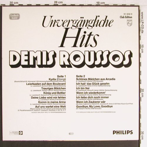 Roussos,Demis: Unvergängliche Hits, Philips, Club-Ed. (91 656 9), D Typ: LP Best.-Nr.: Y3707 Preis: 6,00 Euro