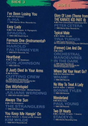 V.A.Das Hit Album'86: Europe... Stacey Q. , 30 Tr., CBS/WEA (241061 1), NL, 1986 Typ: 2LP Best.-Nr.: Y4041 Preis: 7,50 Euro