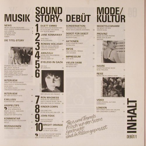 V.A.Debüt Zeitschrift Ausgabe 1: Booklet,  11/83, 62 Seiten, , D Typ: LP Best.-Nr.: Y4153 Preis: 7,50 Euro