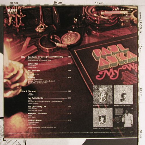 Anka,Paul: My Way, Warenprobe, RCA International (26.21423 AG), D, 1974 Typ: LP Best.-Nr.: Y4227 Preis: 6,00 Euro