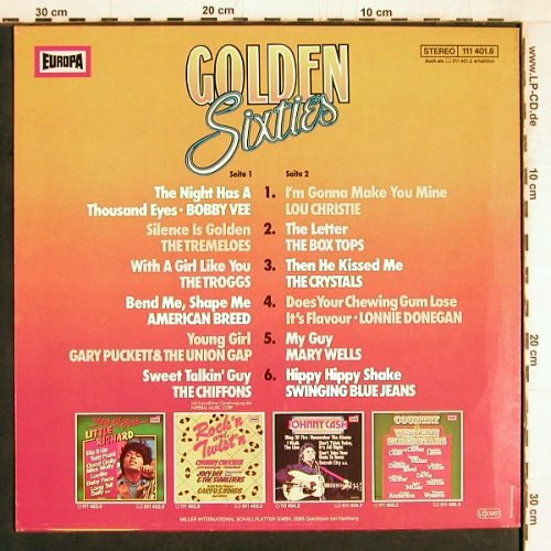 V.A.Golden Sixties: Bobby Vee,Tremelos,Troggs.., Europa (111 401.8), D, 1979 Typ: LP Best.-Nr.: Y4632 Preis: 5,00 Euro