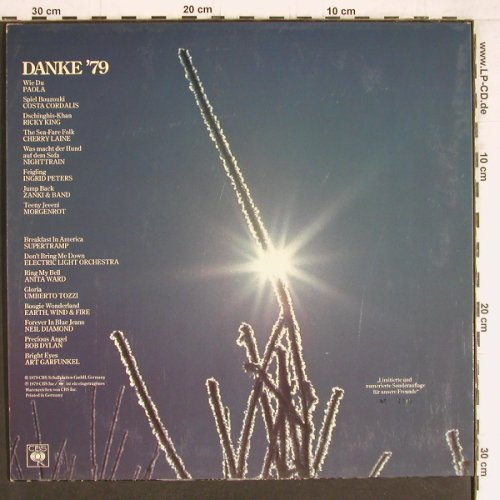 V.A.Danke'79: Paola, Morgenrot, Dylan..., CBS (CBS 1979), D, 1979 Typ: LP Best.-Nr.: Y4633 Preis: 5,00 Euro