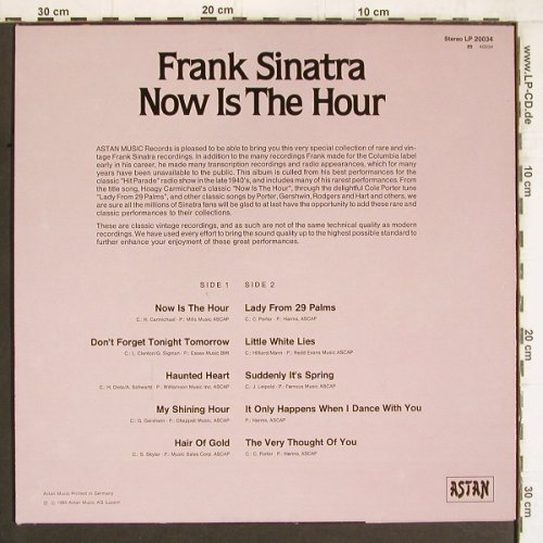 Sinatra,Frank: Now Is The Hour, Astan (20034), D, Ri, 1984 Typ: LP Best.-Nr.: Y4855 Preis: 6,00 Euro