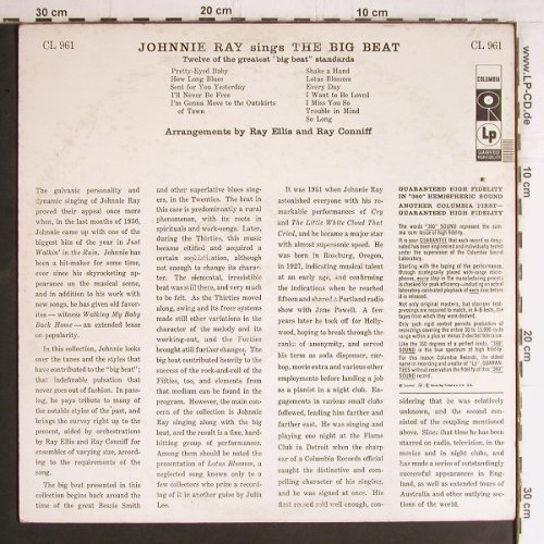 Ray,Johnnie: The Big Beat, vg+/vg+ (plays well), Columbia (CL 961), US, 1957 Typ: LP Best.-Nr.: Y5158 Preis: 17,50 Euro