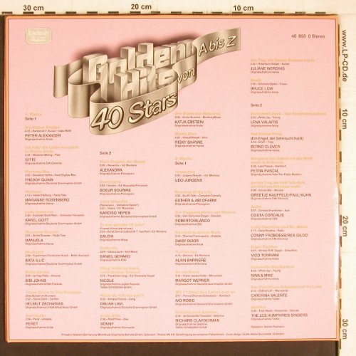 V.A.Goldene Hits: 40 Stars von A bis Z, Foc, SR International (40 850 0), D, 1984 Typ: 2LP Best.-Nr.: Y5186 Preis: 6,00 Euro