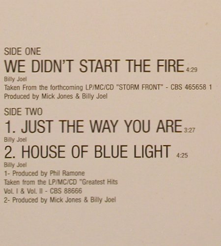 Joel,Billy: We Didn't Start The Fire+2, CBS(655300 6), NL, 1989 - 12inch - Y5755 - 4,00 Euro