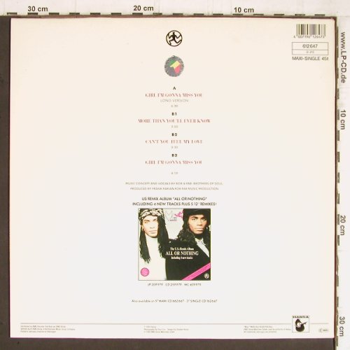 Milli Vanilli: Girl I'm Gonna Miss You*2+2, Hansa(612 647), D, 1989 - 12inch - Y5771 - 3,00 Euro