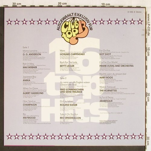 V.A.Club Top 13: 1981 - Nov./Dez., club top (31 955 8), , 1981 Typ: LP Best.-Nr.: Y5917 Preis: 4,00 Euro