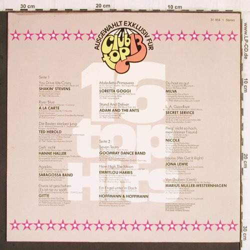 V.A.Club Top 13: 1981 - Sept./Okt., club top (31 954 1), , 1981 Typ: LP Best.-Nr.: Y5918 Preis: 4,00 Euro