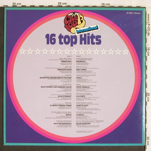 V.A.Club Top 13: 1982 - Jan/Feb, club top (91 800 3), D, 1982 Typ: LP Best.-Nr.: Y5919 Preis: 4,00 Euro